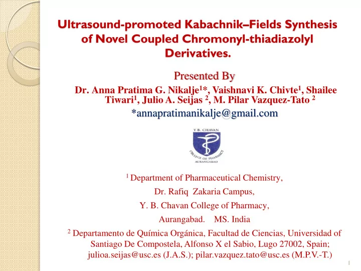 abstract the work reports facile synthesis of novel ten