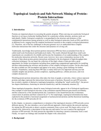 Topological Analysis and Sub-Network Mining of Protein  Protein Interactions  Daniel Wu, Xiaohua