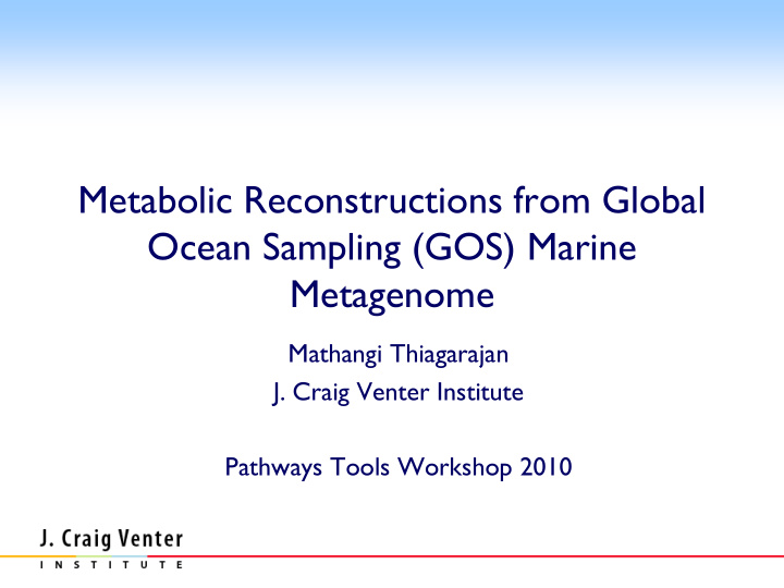 metabolic reconstructions from global ocean sampling gos