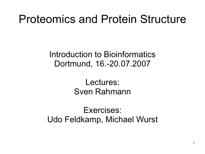 proteomics and protein structure