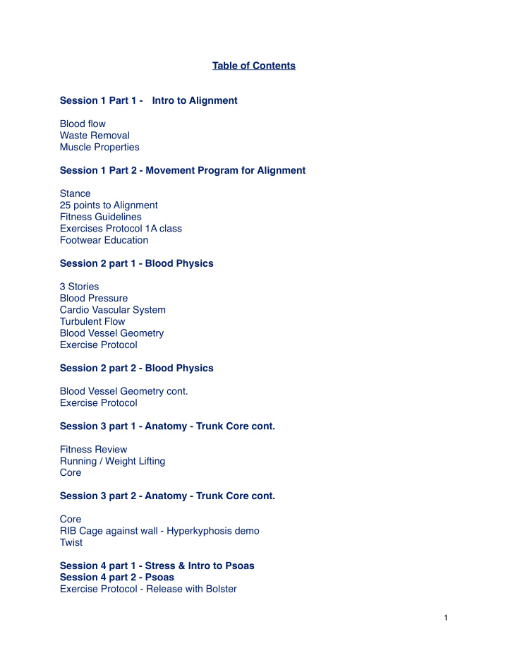 table of contents session 1 part 1 intro to alignment