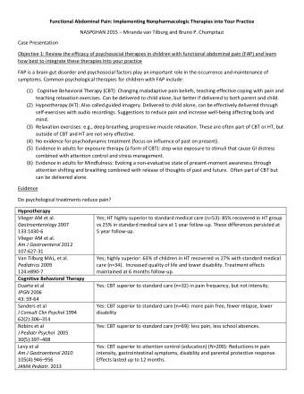 Functional Abdominal Pain: Implementing Nonpharmacologic Therapies into Your Practice NASPGHAN 2015