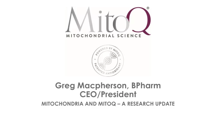 greg macpherson bpharm ceo president