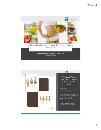 Beyond Active: How to Lose Bad Fat for Your  Body Type  By: Angela Ford-Reimche, M.Sc, Ph.D