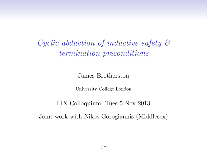 cyclic abduction of inductive safety termination