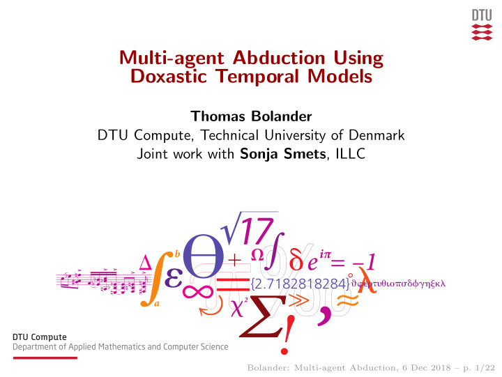 multi agent abduction using doxastic temporal models