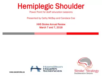 Hemip  Hem  iplegic  legic Sh  Shou  oulder  lder  Power Point for staff education sessions