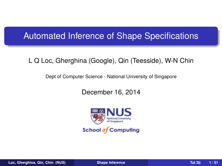 automated inference of shape specifications