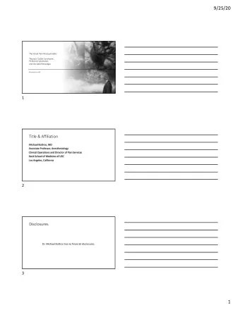 9/25/20  The Great Pain Masqueraders:  Thoracic Outlet Syndrome,  Piriformis Syndrome,  and