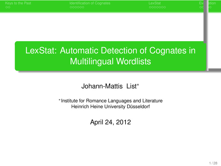 lexstat automatic detection of cognates in multilingual