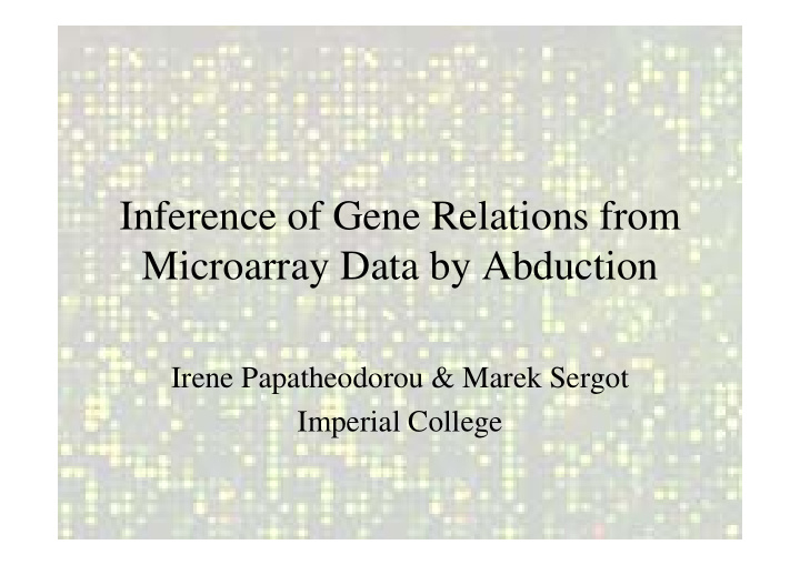 inference of gene relations from microarray data by