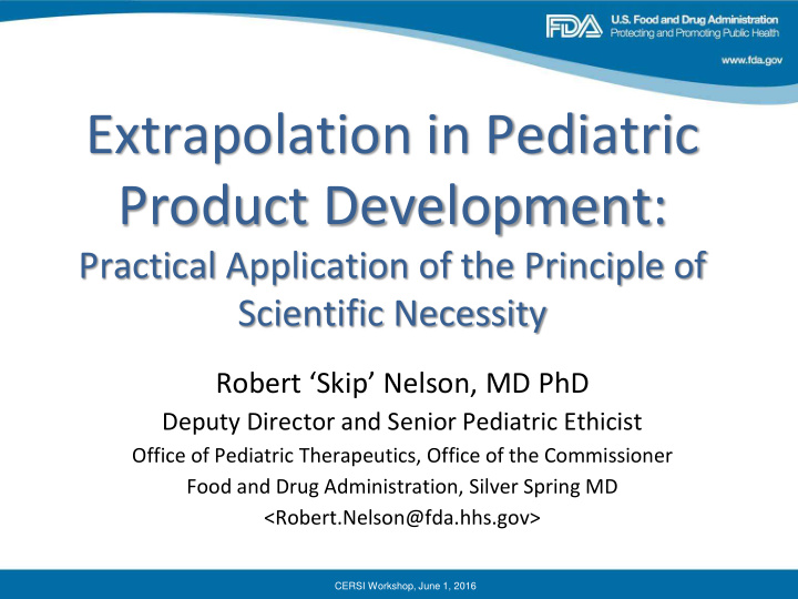 extrapolation in pediatric product development