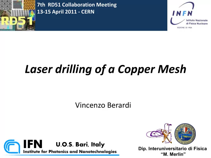 laser drilling of a copper mesh