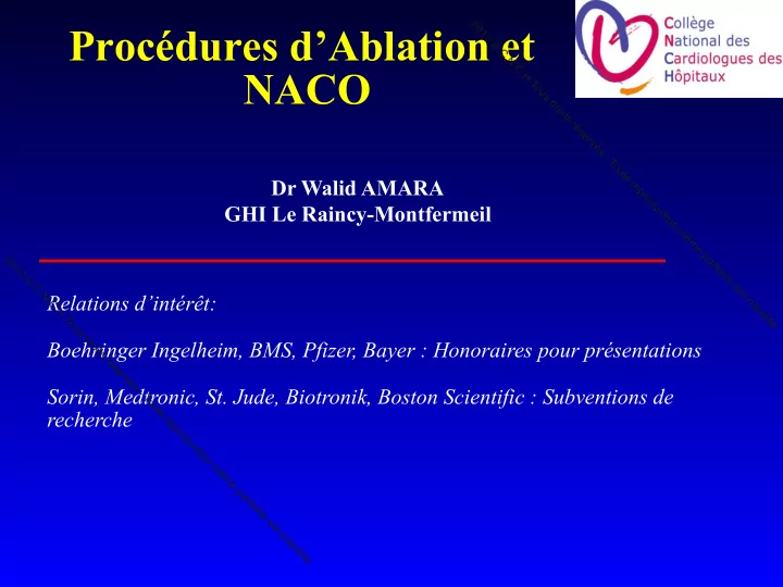proc dures d ablation et naco