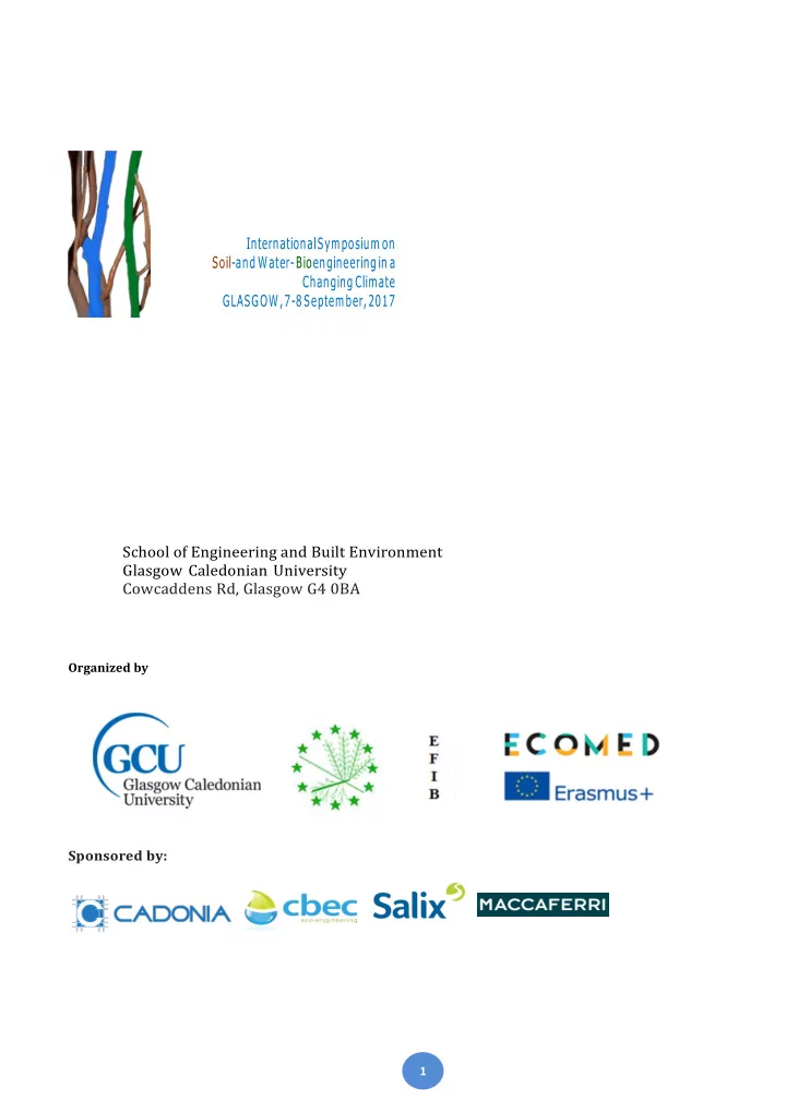 sponsored by 1 international symposium on soil and water