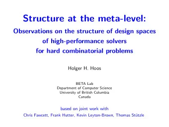 Structure at the meta-level:  Observations on the structure of design spaces  of high-performance