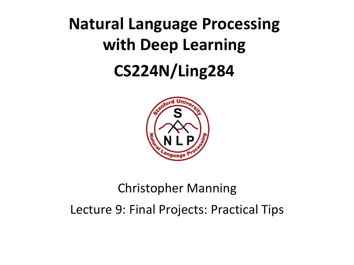 natural language processing with deep learning cs224n