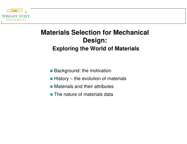 materials selection for mechanical design