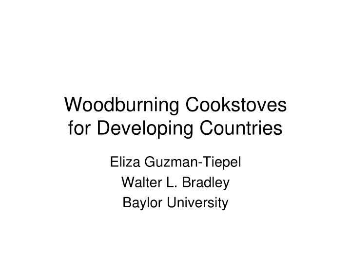 woodburning cookstoves for developing countries