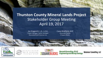 April 19, 2017  Joe Dragovich, L.G., L.E.G.  Casey Bradfield, AICP  Project Manager, Senior