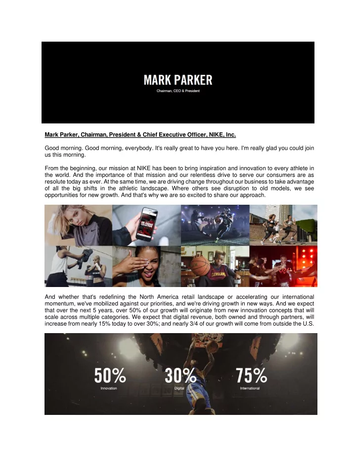 mark parker chairman president chief executive officer