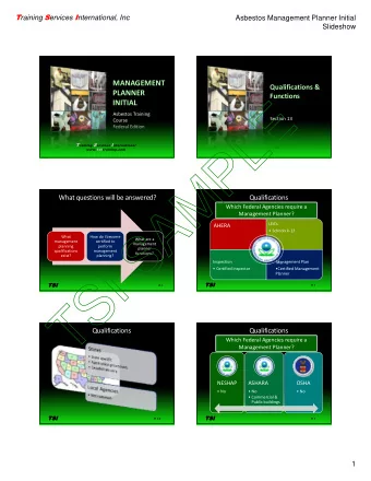 E  INITIAL  Asbestos Training  Section 13  Course  L  Federal Edition