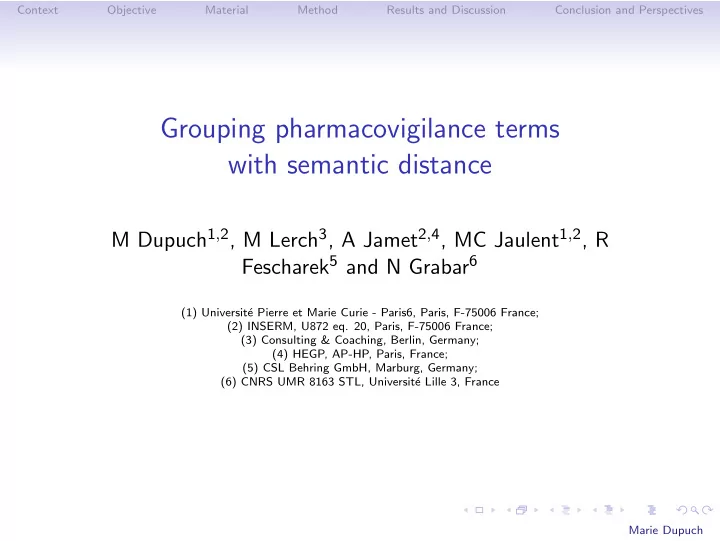 grouping pharmacovigilance terms with semantic distance