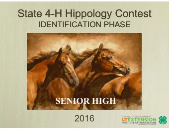 State 4-H Hippology Contest  State 4-H Hippology Contest  IDENTIFICATION PHASE  IDENTIFICATION