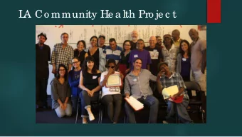 L  A Co mmunity He a lth Pro je c t  I  mpro ve  the  he a lth a nd we ll b e ing  o f pe o ple  a