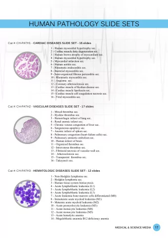 HUMAN PATHOLOGY SLIDE SETS Cat #: CH-PATH1 - CARDIAC DISEASES SLIDE SET - 16 slides  1 - Human