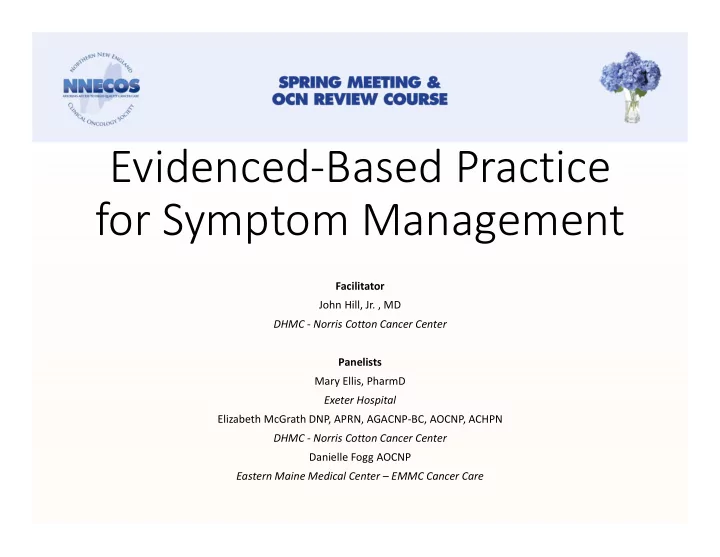 evidenced based practice for symptom management