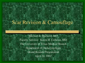 Scar Revision &amp; Camouflage  Michael E. Decherd, MD  Faculty Advisor:  Karen H. Calhoun, MD  The