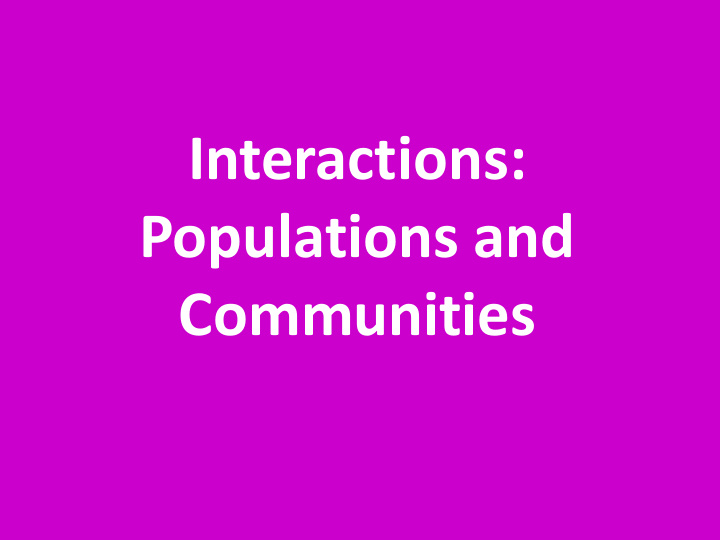 interactions populations and communities