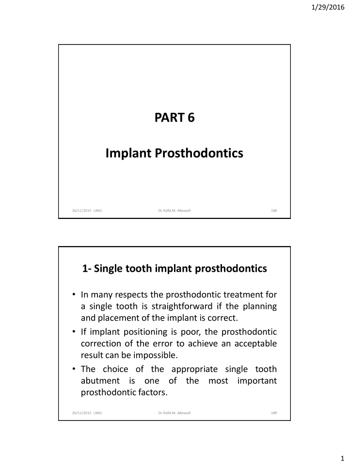 part 6 implant prosthodontics