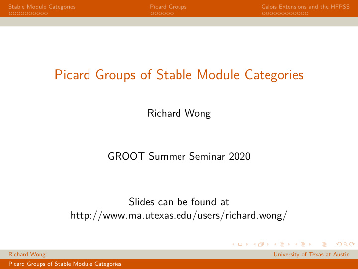picard groups of stable module categories
