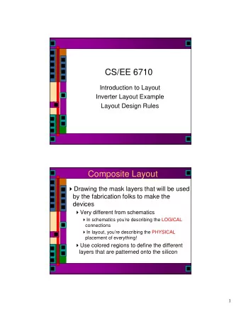 CS/EE 6710  Introduction to Layout  Inverter Layout Example  Layout Design Rules  Composite Layout