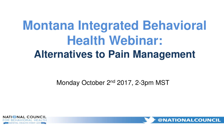 montana integrated behavioral health webinar