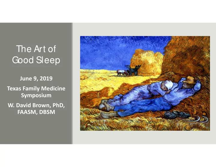the art of good sleep