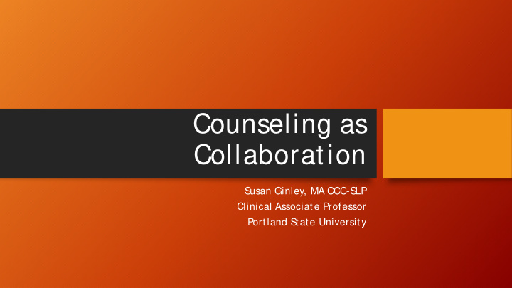 counseling as collaboration