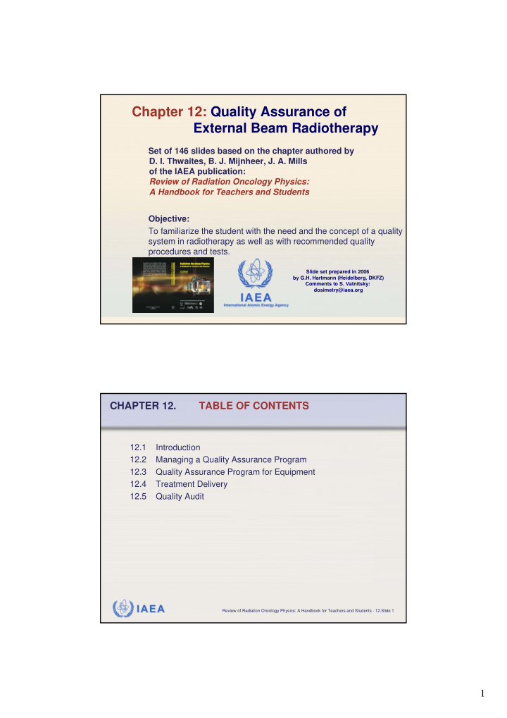 chapter 12 quality assurance of external beam radiotherapy