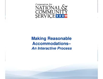 Making Reasonable  Accommodations  An Interactive Process  High Quality Performance Measures