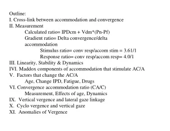 Outline:  I. Cross-link between accommodation and convergence  II. Measurement  Calculated ratio=