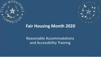 Fair Housing Month 2020  Reasonable Accommodations  and Accessibility Training  1  Fair Housing