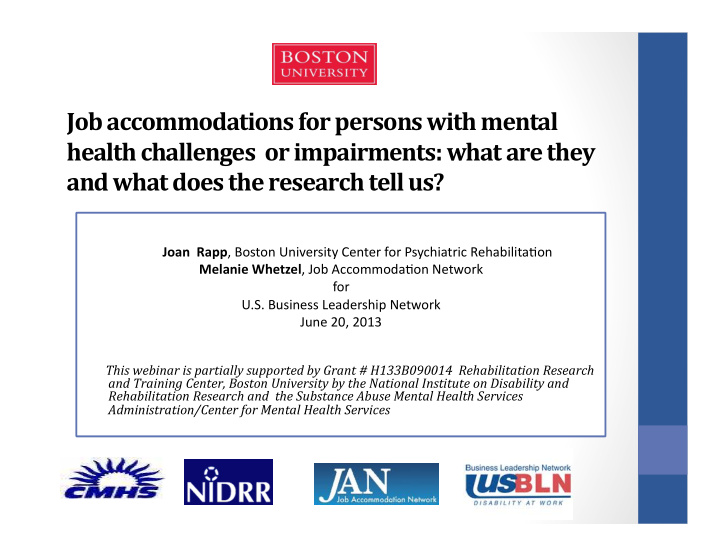job accommodations for persons with mental health