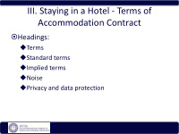 iii staying in a hotel terms of accommodation contract