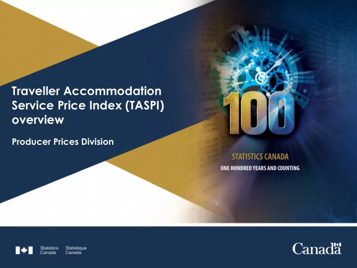 traveller accommodation service price index taspi overview