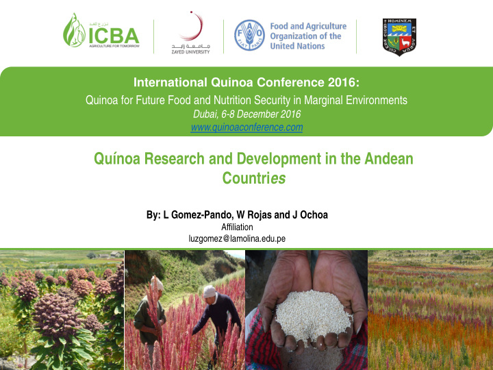 qu noa research and development in the andean countri es