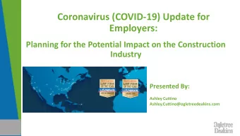Coronavirus (COVID-19) Update for  Employers:  Planning for the Potential Impact on the