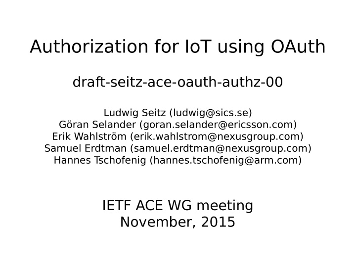 authorization for iot using oauth