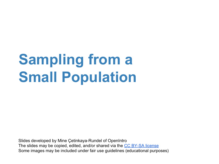 sampling from a small population